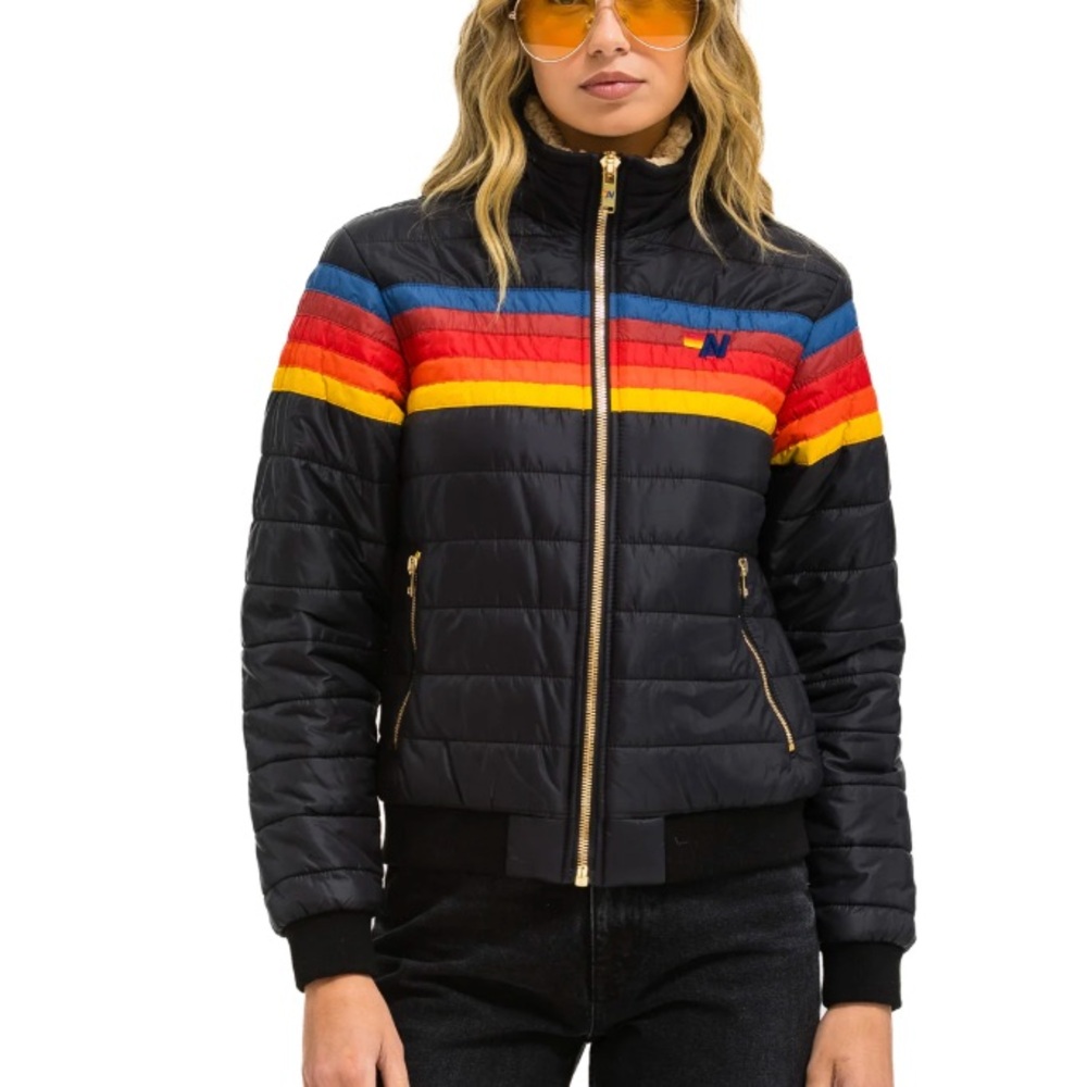 Aviator Nation 5 Stripe Jacket Black Size M NWOT